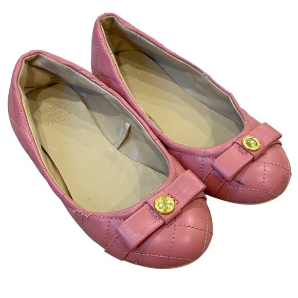 Janie and Jack Pink Quilted Ballet Flats With Bow Detail Size 10 Girls - Picture 5 of 7